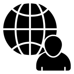 Poster - Solid design icon of global user