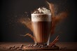 Latte Macchiato Coffee with Cinnamon, Chocolate and Coffee Beans stock photo Cappuccino, Chocolate, Cafe Macchiato, Latte, Coffee - Drink