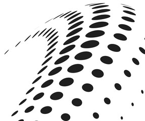 Poster - halftone pattern wave. black dot decorative shape