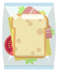 Sticker - Sandwich in lunch pack. Food plastic bag cartoon icon