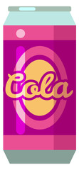 Sticker - Cola can cartoon icon. Cold sparkling drink