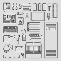 A collection of editable line icons - portable equipment