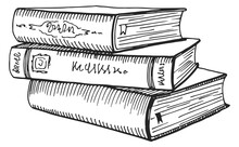 Hardcovers Stack Sketch. Fiction Novel Books Symbol