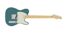 Green Mint Blue Color Concept Exotic Telecaster Guitar Isolated On White Transparent Screen Background (PNG)