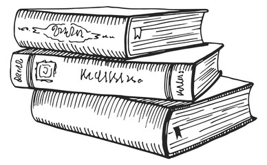 Wall Mural - hardcovers stack sketch. fiction novel books symbol