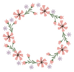 Wall Mural - Cute floral wreath. Decorative print botanical branches