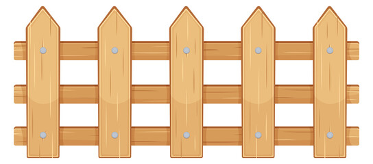 Poster - Garden fence. Cartoon wooden plank farm barrier