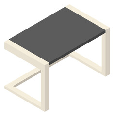 Poster - Isometric desk. Black office workspace table icon