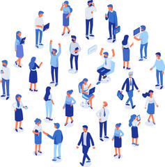 Wall Mural - Isomeric office people  set. Office life.  Teamwork illustration. 