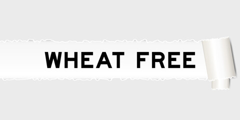 Sticker - Ripped gray paper background that have word wheat free under torn part