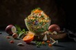 russian salad, studio lighting, food photography, perfect shading, gourmet atmosphere