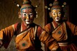TSECHUS, BHUTAN, Masked dancers at a tsechu in Paro, Bhutan