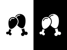 Art Illustration Design Concpet Icon Black White Logo Isolated Symbol Of Fried Chicken 