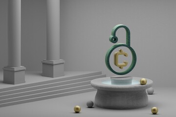 Poster - beautiful illustrations cryptocurrency coin security symbol icon on a fountain and column background