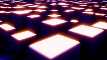 Wall Mural - dark blue and pink bg of graphic cuboids - cg - abstract 3d illustration