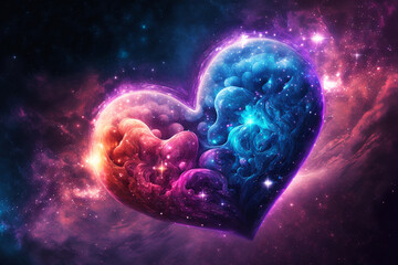 Wall Mural - heart shape background in cosmos , universe,  Generative AI	