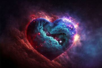 Wall Mural - heart shape background in cosmos , universe,  Generative AI	