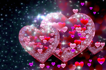 Wall Mural - valentine background with crystal  heart, Generative AI	