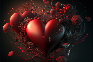 Wall Mural - valentine background with heart, Generative A