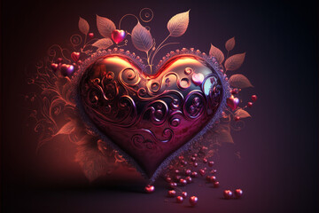 Wall Mural - valentine background with heart, Generative A
