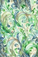 Watercolor Floral Pattern, Abstract Painting Vines Leaves, Green Art Illustration, Vector Nature, Generative Ai