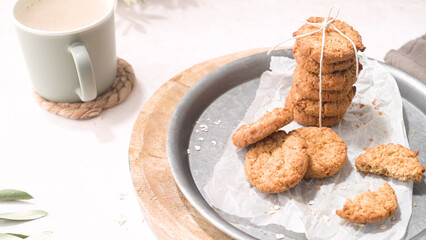 Canvas Print - Breakfast concept with baked butter cookies