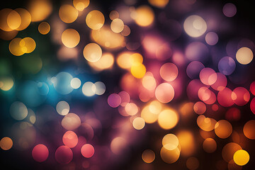 Abstract backdrop with bokeh lights in different colors. Generative AI