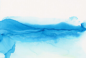 Wall Mural - art abstract grain beige and blue watercolor and alcohol ink flow smear blot painting . copy space c
