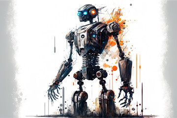Wall Mural - Contemporary Robot Illustration Alone On White Background. Generative AI