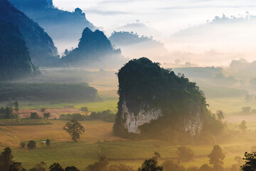 landscape of mountains fog  Phu Lanka National Park Phayao province north of Thailand