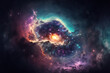 © The 2R Artificiality - picture of the galaxy in space with stars view of a strange, star filled cosmos filled with nebulae and galaxies. Generative AI