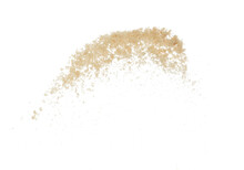 Brown Sugar Flying Explosion, Brown Grain Sugar Explode Abstract Cloud Fly. Beautiful Complete Seed Sugarcane Splash In Air, Food Object Design. Selective Focus Freeze Shot White Background Isolated