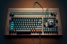 Retro Keyboard And Mouse For A Computer Display. Computer With Musical Aspects In The User Interface. Generative AI