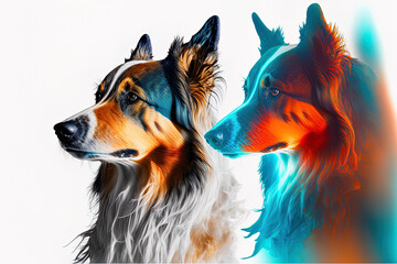 Sticker - Isolated canines on white. Generative AI