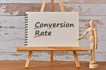 Leinwandbilder - There is notebook with the word Conversion Rate. It is an eye-catching image.