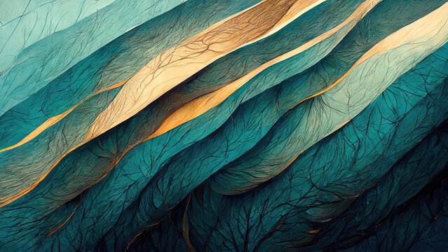 Wall Mural -  - Streams accompanied by details like blue branches running diagonally like waves, abstract, exquisite, dramatic, elegant and luxurious graphic design elements generated by Ai