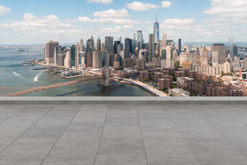 Wall Mural - Skyscrapers Cityscape Downtown, New York Skyline Buildings. Beautiful Real Estate. Day time. Empty rooftop View. Success concept.