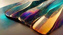 Cracked Organic Board, Beautiful Reflection And Refraction Made Of Rainbow Glass, Abstract Modern Delicate, Elegant, Dramatic And Detailed Design Element Generated By Ai