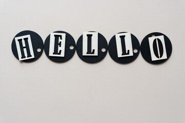 Sticker - hello on black chalk tags on paper