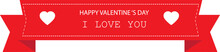 Red Banner With Hearts On White Background