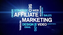 4k Affiliate Marketing Animated Tag Word Cloud;Text Design Animation seamless loop.