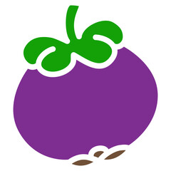 Sticker - Mangosteen Tropical Fruit Icon Logo. Vegetable and Fruit Symbol