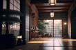 dojo room interior background, front view. Generated AI