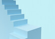 © CreatifyStudio - Abstract minimal background. Blue steps, stairs on blue background. Blank pedestal, empty podium. Architectural element, Isolated object, primitive shape. Product showcase, shop display.