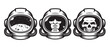 Vector astronaut helmets set on white background such as face astronaut, skull, moon reflection