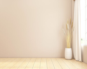 Wall Mural - Minimalist empty room decorated with wood floor.3d rendering