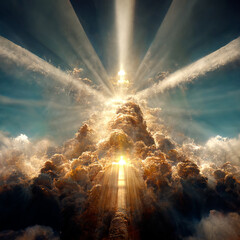 Wall Mural - gates of heaven with rays of God's light coming out of paradise GENERATIVE AI, GENERATIVE, AI