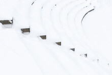 Amphitheater Covered With White Snow In Winter.
