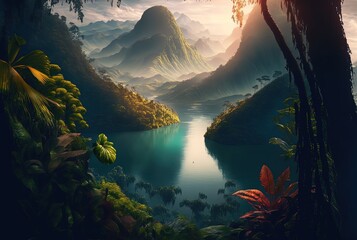 Wall Mural - beautiful nature landscape of mangrove at coast line forest 