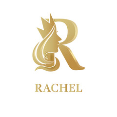 Wall Mural - initial R luxury beauty queen woman face with crown logo design vector inspiration. consisting of letter R with lady face and crown